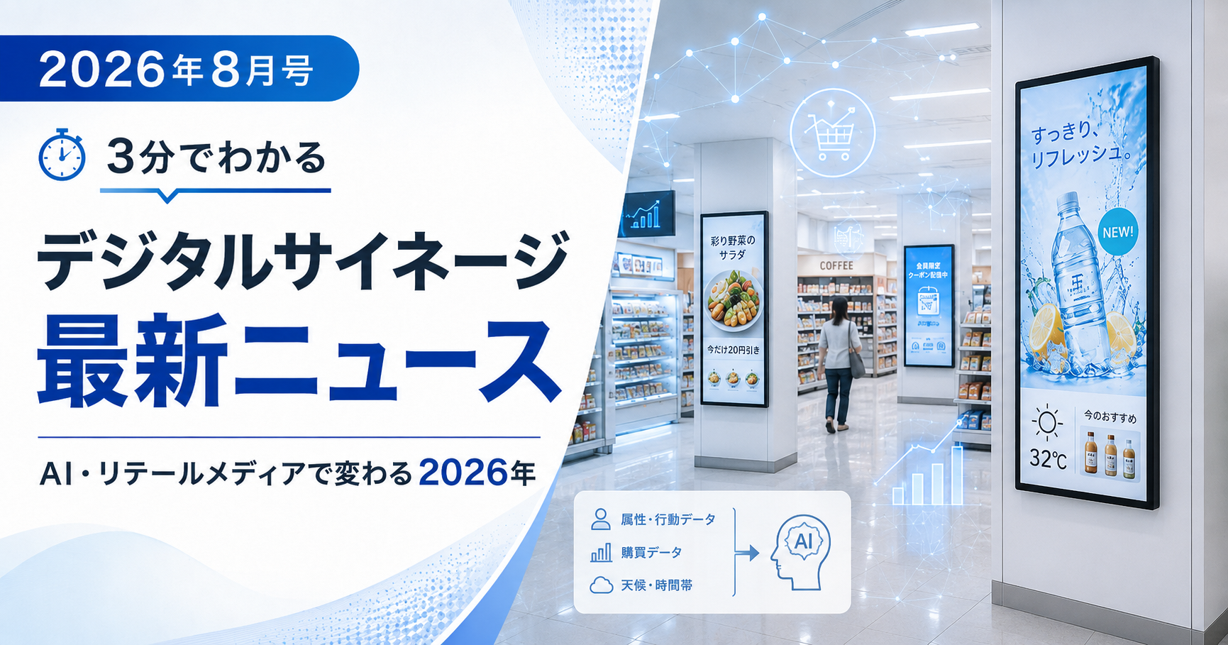 【2026年8月号】3分でわかるデジタルサイネージ最新ニュース|リテールメディア・AI活用で変わるサイネージ市場