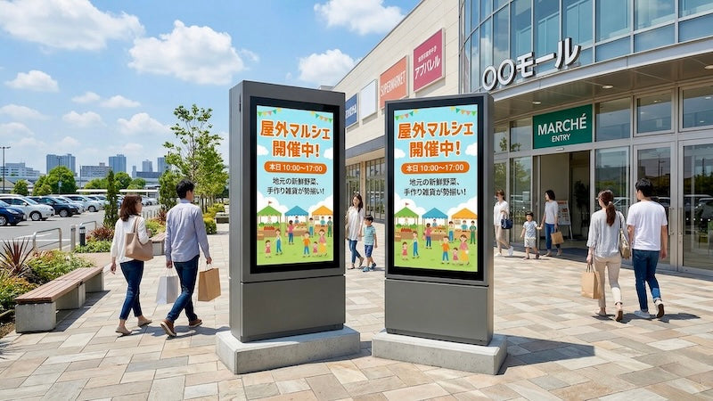 ショッピングモール・百貨店向けデジタルサイネージ活用ガイド|屋内・屋外の設置事例と種類
