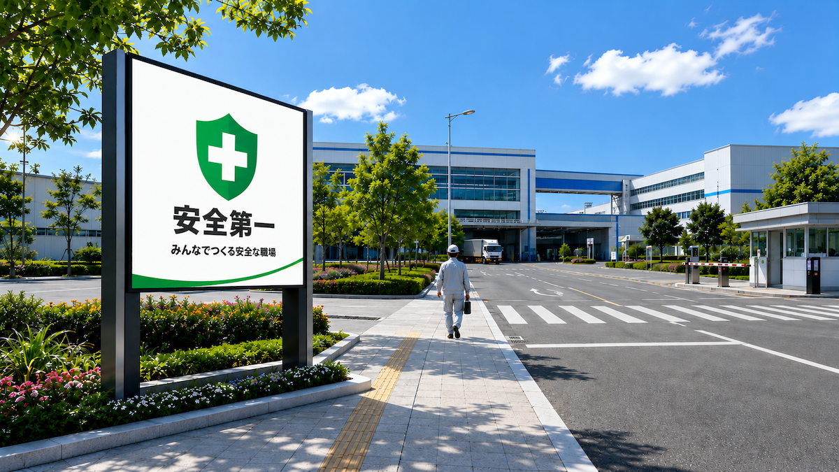 工場入り口にLEDビジョン 安全啓蒙と情報共有で導入急増